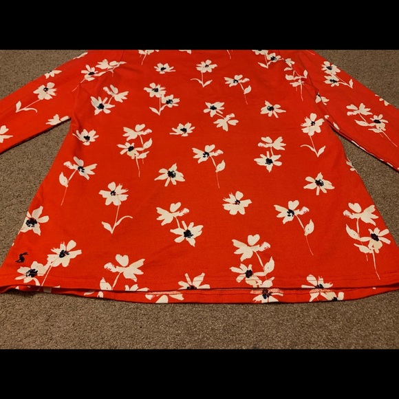 Joules Women’s 3/4 Sleeve Red Floral Jersey Top 16 - Picture 3 of 13